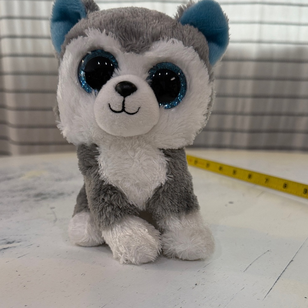 Ty Plush Husky - Gray, White, and Blue Accents